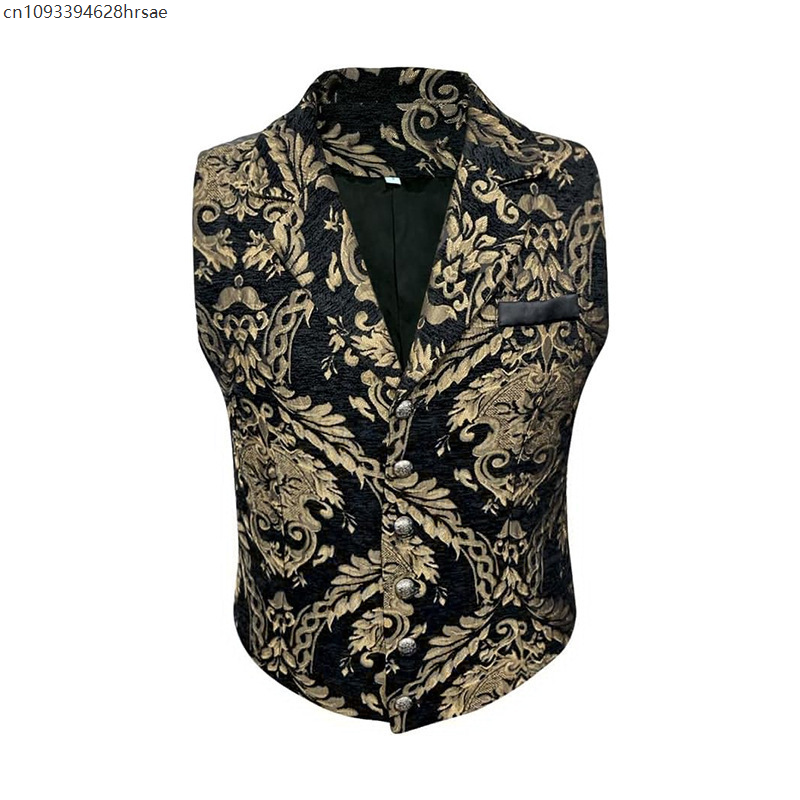 Gilet de Costume Victorien pour Homme, Style Cour Royale Médiévale, Gilet Gothique Steampunk, Veste sans Manches, Tenue de Mascarade