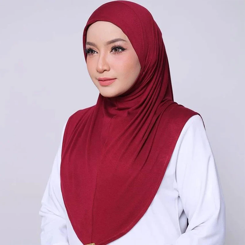 Malaisie couvre-chef casquettes Turban Ramadan pour les femmes de mode musulman instantané Hijab une pièce châles bandeau Khimar écharpe Femme