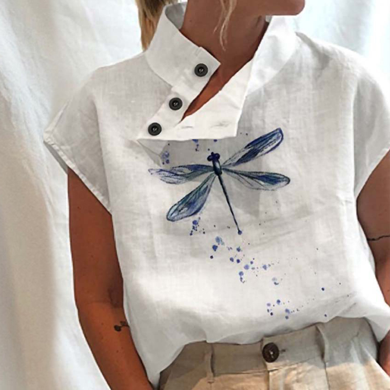 Chemise blanche en coton à manches courtes pour femmes, chemisier vintage, mode élégante, décontracté, chic, streetwear, tunique Y2K, été
