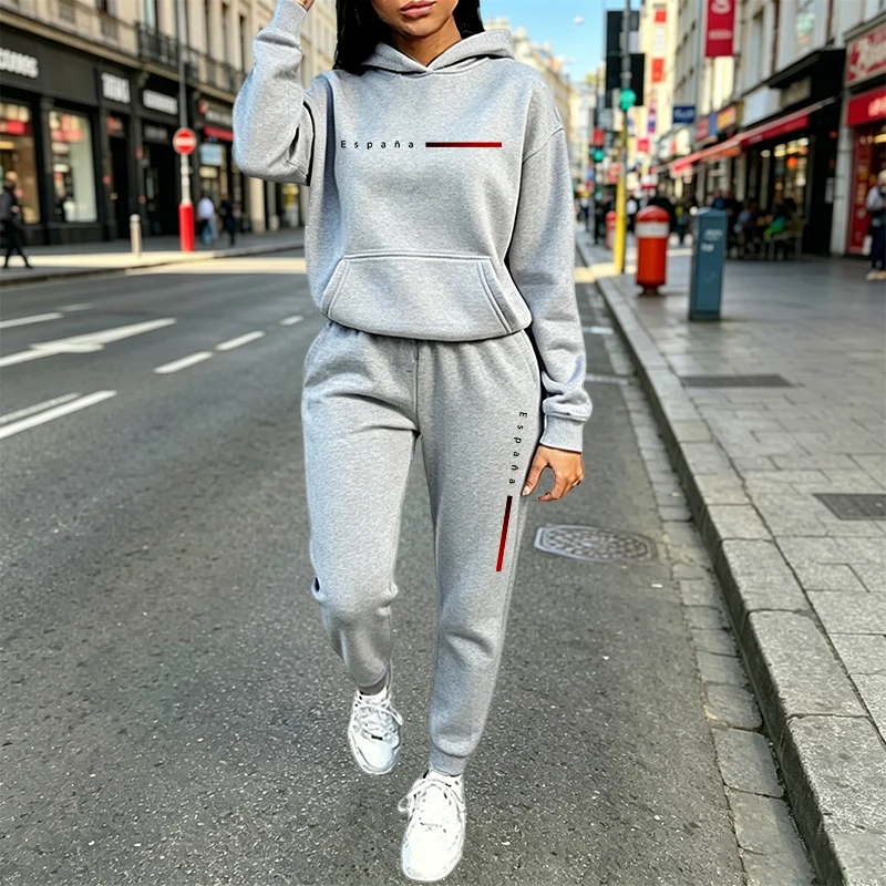 Vêtements pour femmes automne-hiver, ensembles de 2 pièces, sweat-shirts à capuche décontractés, tenues de sport, jogging, vêtements de sport, ensembles de pantalons pour femmes tendance