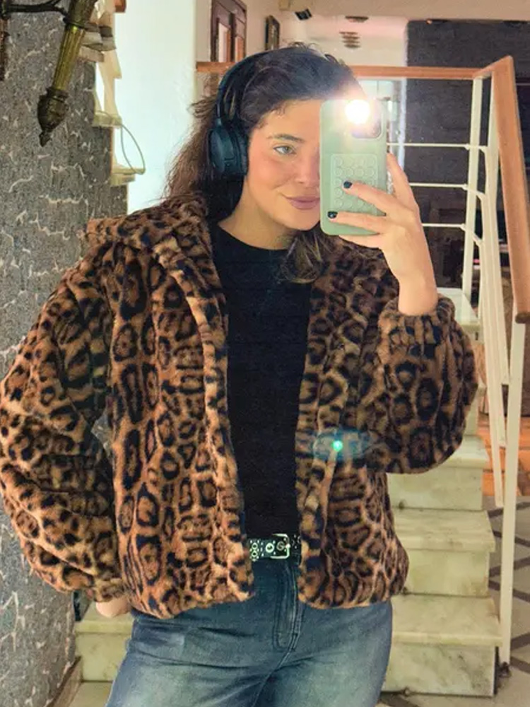 Décontracté vêtements d'extérieur amples automne hiver femme hauts nouvelle mode imprimé léopard femmes manteaux vestes Cardigan vêtements
