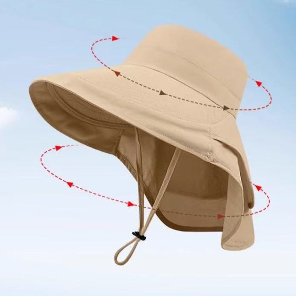 Chapeau de soleil réglable pour femme, à large bord, protection UV, chapeau de pêcheur avec protection du cou, idéal pour l'été