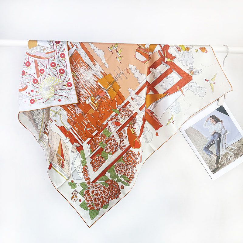 Grand Foulard Carré 100% Soie 35"x35" NOUVEAU Imprimé Soie Véritable Écharpe