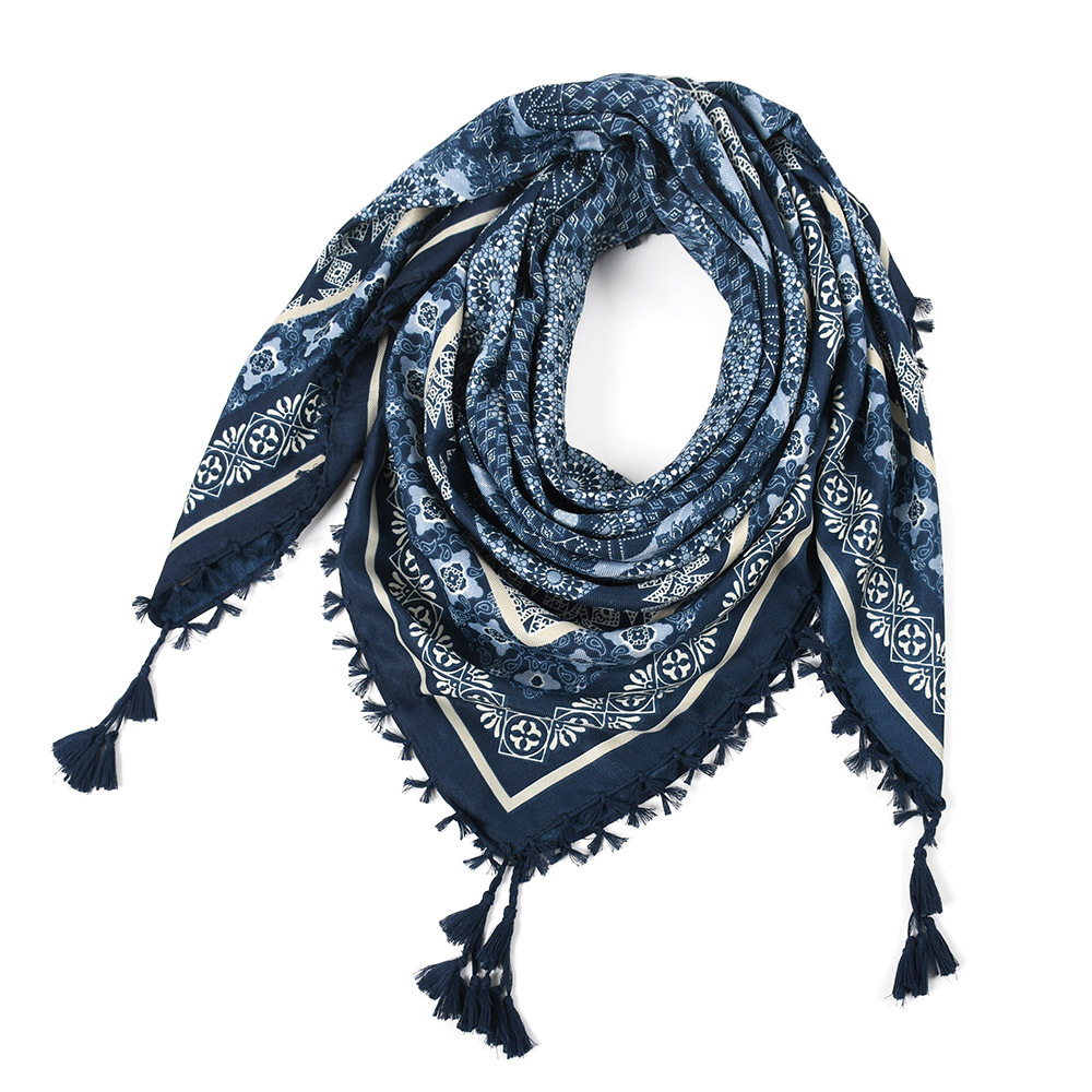 Écharpe bohème pour femme, châle enveloppant d'hiver, rétro, pompon Floral, grande écharpe carrée, Foulard en coton