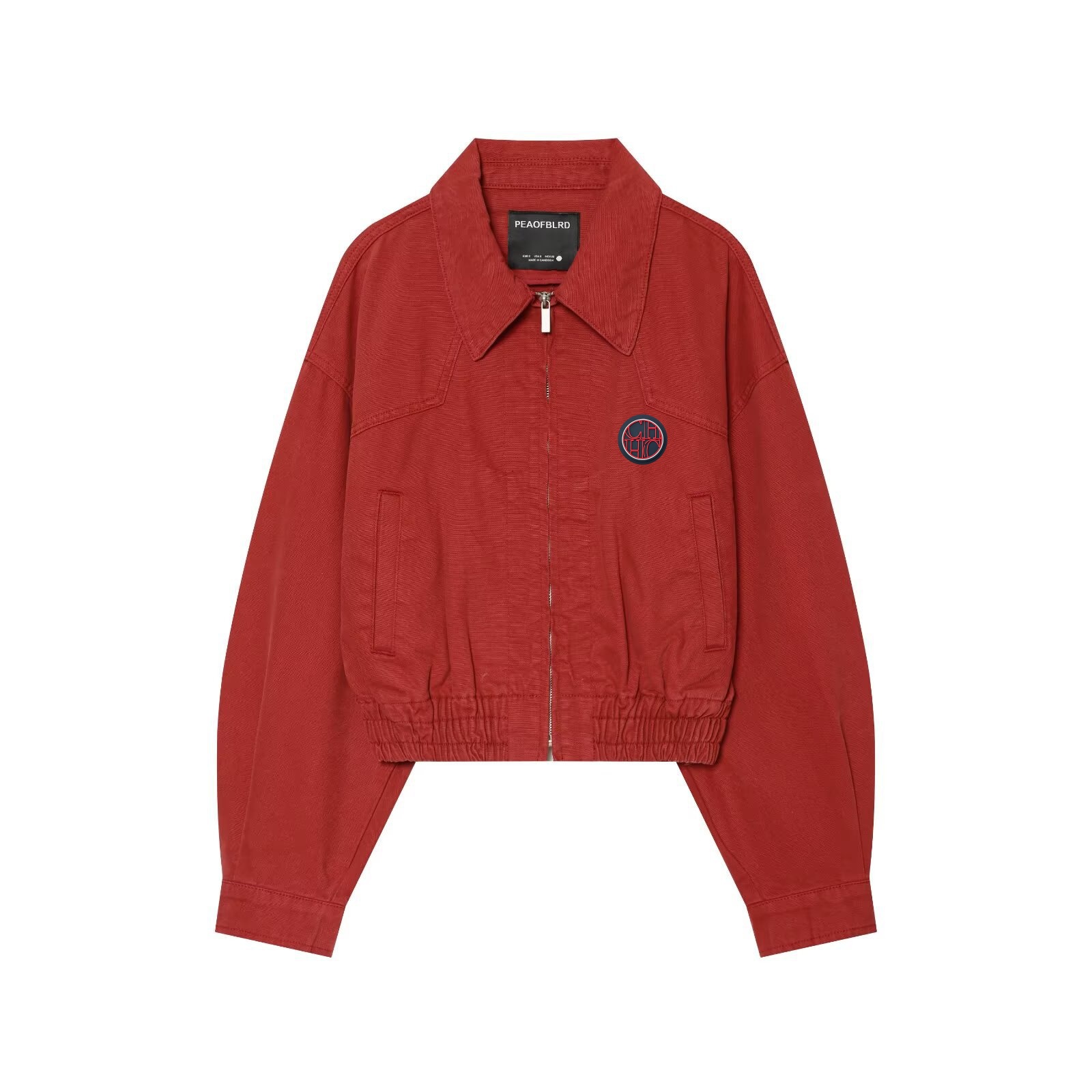 CH Veste rouge zippée pour femme, col montant, veste décontractée légère, style streetwear, coupe-vent, manteau printemps-automne