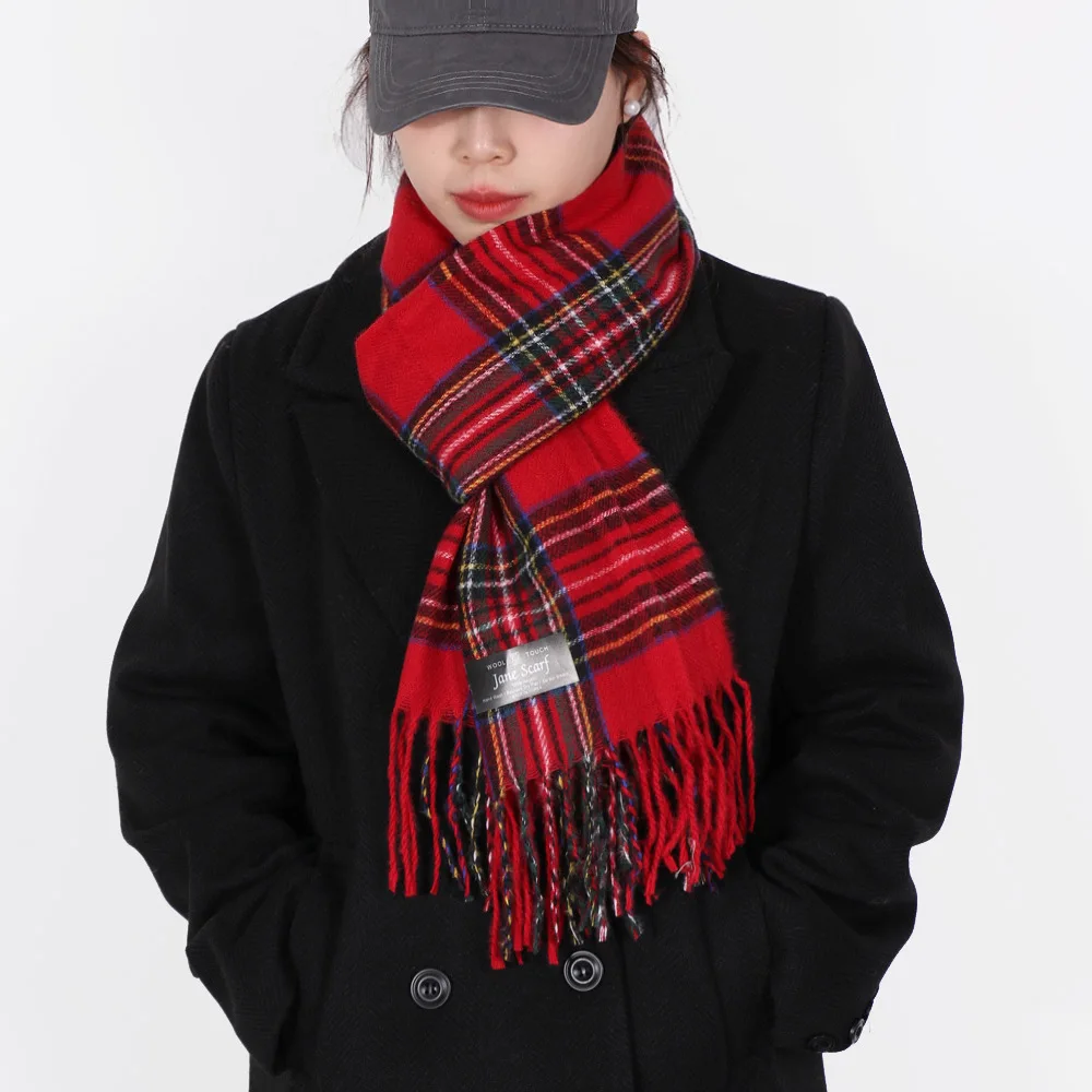 Écharpe chaude de style écossais à carreaux pour femme, châle long et doux, idéal pour Noël, pour petite amie, épouse, maman