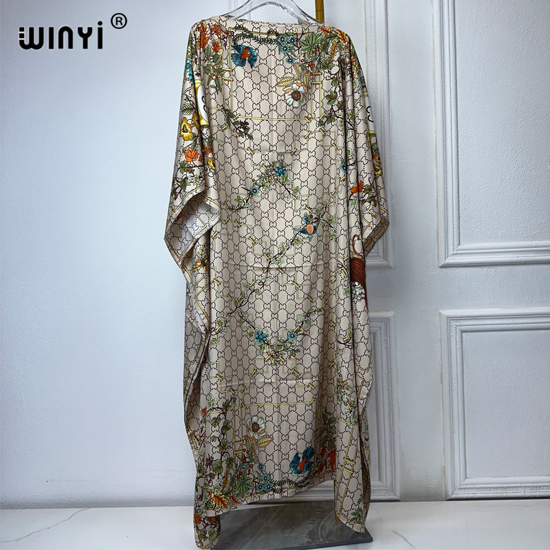 WINYI-Robe de Turquie de Luxe pour Femme Musulmane, Style Bohème, avec Lettres Imprimées, Dubaï, Taille Libre, Design Maxi, Africain, Élégant, 2024