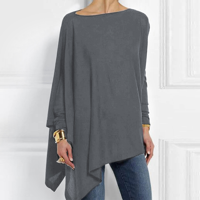 Femmes hauts et chemisiers coton irrégulier dames décontracté col rond à manches longues Blouse femme tunique 2023 printemps femme Blusas chemise