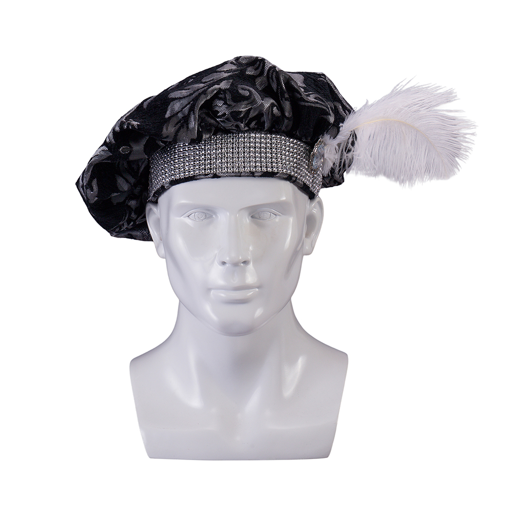 Nouveau! !! Médiéval 15ème siècle Renaissance Tudor élisabéthain révolutionnaire noir et or brocart chapeau Muffin poète chapeau souple