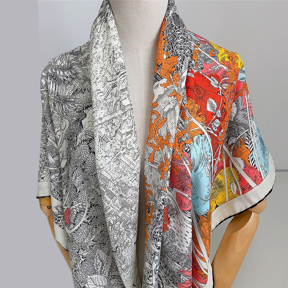 130cm garder au chaud hiver écharpe femmes marque soie cachemire carré écharpe châle luxe foulards enveloppes Pashmina mode Hijab Bandana