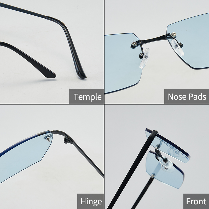Lunettes carrées en métal pour hommes, 1 pièce, sans cadre, élégantes, rétro, décontractées, polyvalentes, décoratives, adaptées au quotidien et à l'extérieur