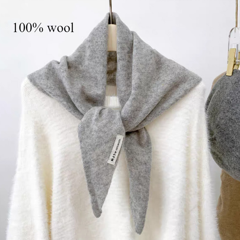 Écharpe triangulaire tricotée en laine de Niche de Style coréen britannique pour femmes, foulard tricoté, écharpe tricotée chaude multifonctionnelle