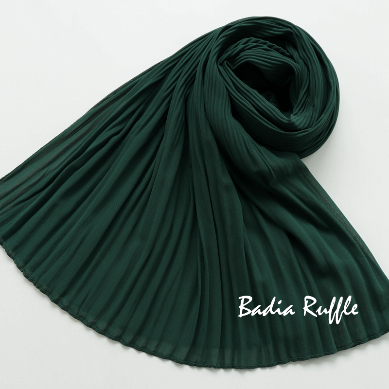 Hijab plissé en mousseline léger uni pour femme, foulard musulman froissé à volants, longue écharpe islamique, châle enveloppant