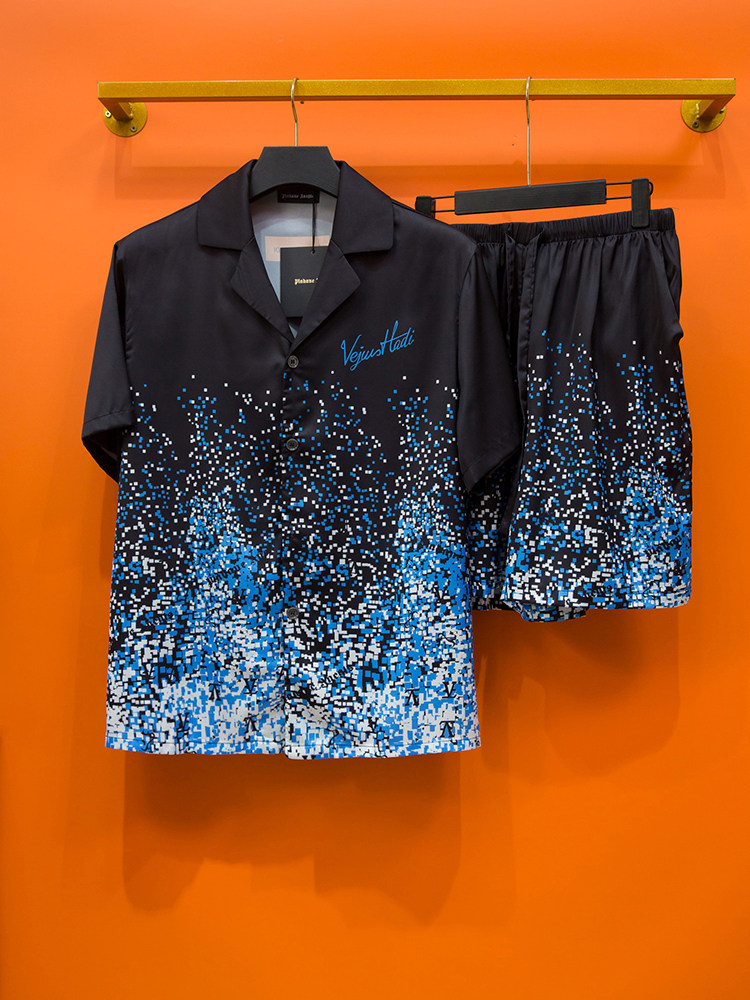 Ensemble de chemises hawaïennes de luxe pour hommes, tenue décontractée 2 pièces avec haut à revers et manches courtes, et short, coupe ample, collection 2024