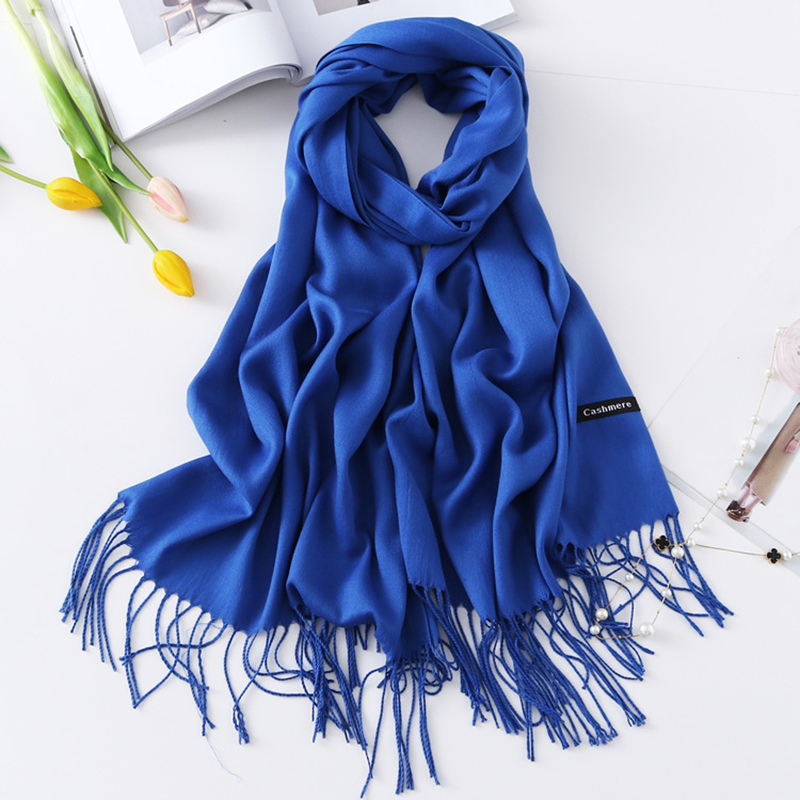 Écharpe en Cachemire avec Pompon pour Femme, Châle de Tête Long et Chaud, Doux et Résistant, Nouvelle Collection Automne Hiver 2019