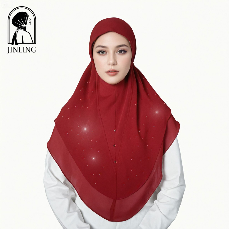 Nouveau foulard carré en mousseline de soie perlée et strass, style international, uni, pour femme, pratique