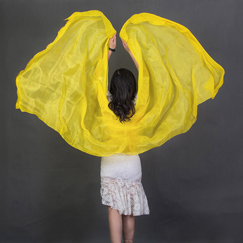 100% soie Performance danse couleur unie Texture claire voile châles femmes écharpe Costumes accessoires danse du ventre voiles 250 cm x 110 cm