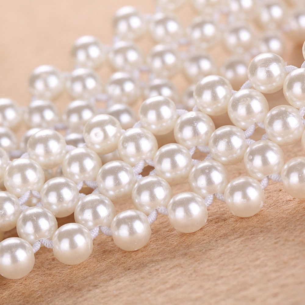 Ceinture Décorative Femme Élastique Fine à Boucle Métallique avec Perles, Style Décontracté et Polyvalent