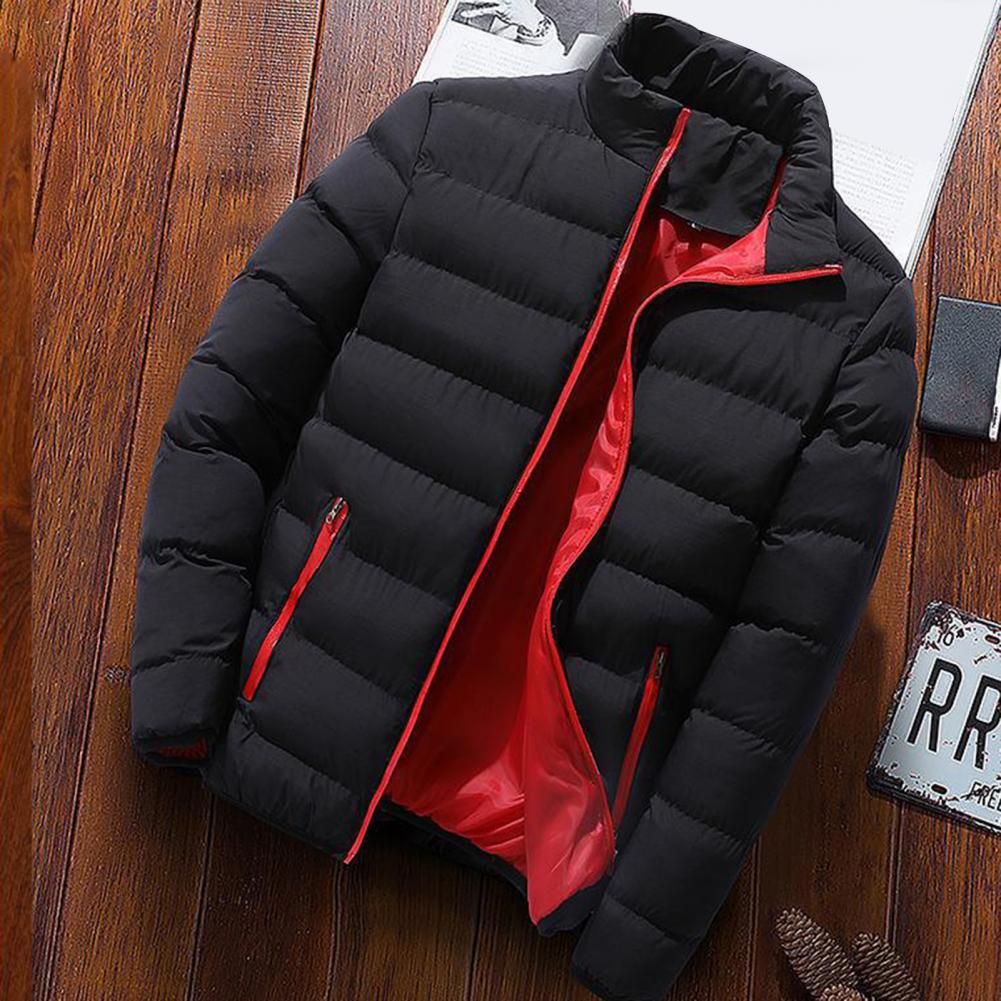 Hommes Parkas automne hiver épaissi rembourré manteau col montant ample fermeture éclair poches veste hommes pardessus épais chaud coton manteau