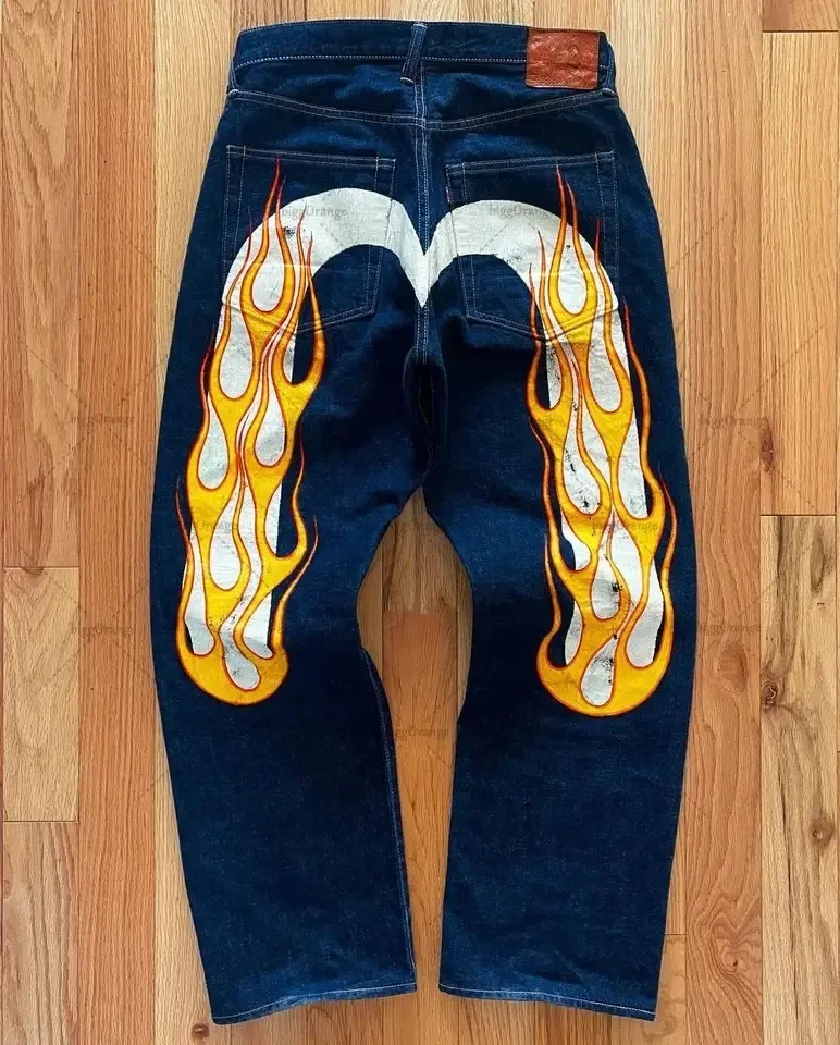 Jean gothique Y2K rétro pour femmes, Streetwear noir Cargo Punk Vintage Kpop imprimé jambes larges, pantalon en Denim, automne