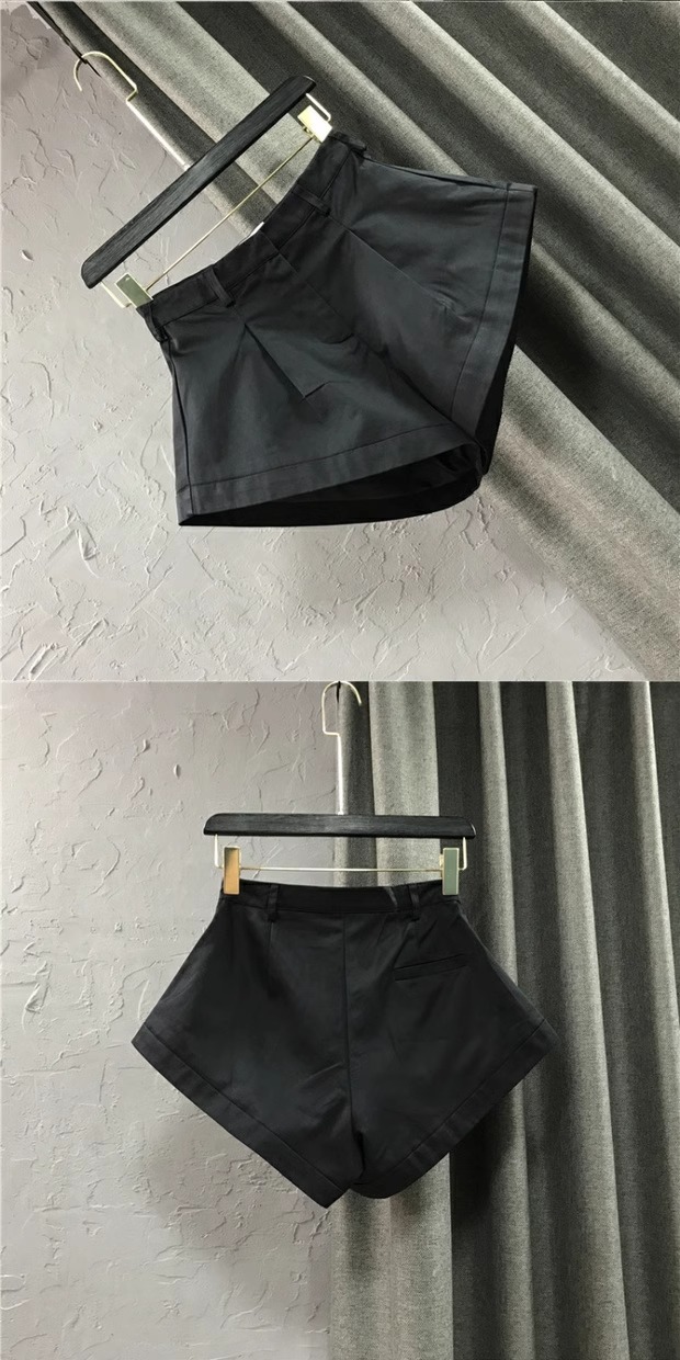 Shorts taille haute de style coréen pour femmes, pantalon large au design original, short décontracté coupe trapèze pour le printemps et l'été