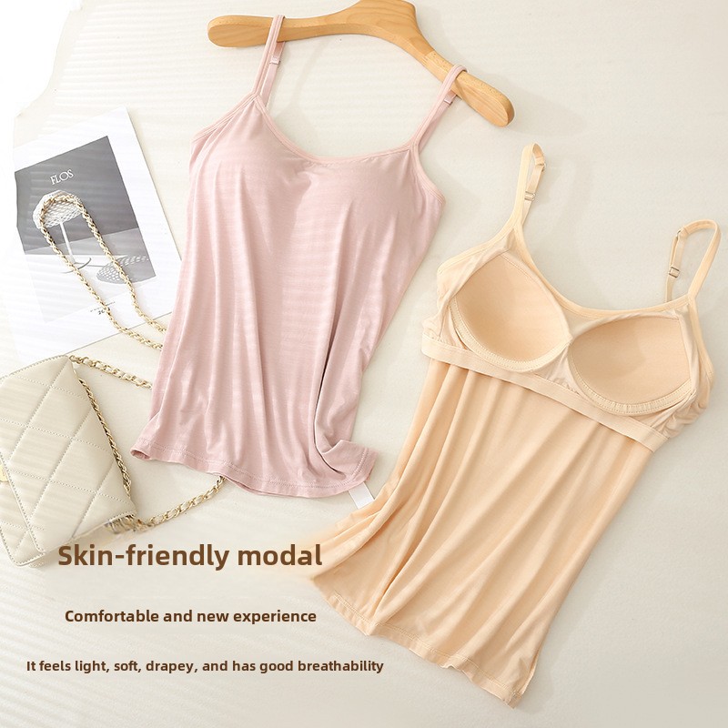 Débardeur Camisole Modal grande taille 3XL pour 45-85kg, avec bonnet fixe, poitrine rembourrée, vêtements chauds, sous-vêtements à bascule, sans usure