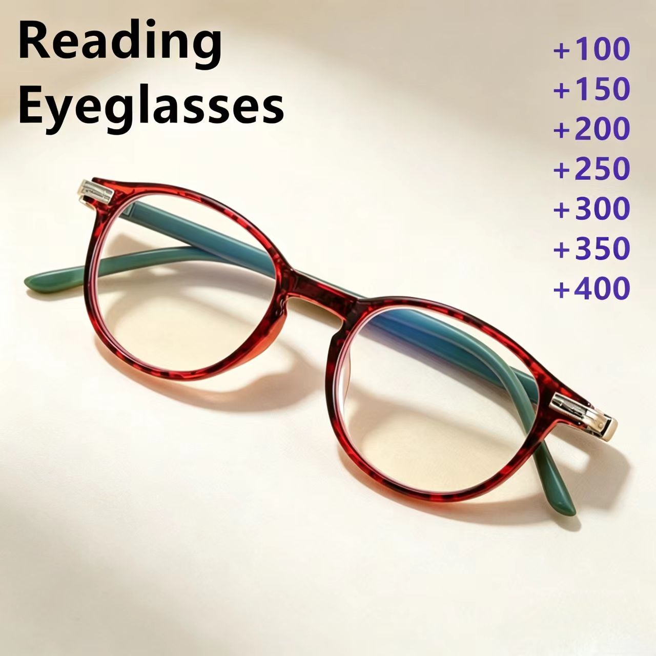 Lunettes de lecture rondes rétro pour femmes, anti-lumière bleue, presbytie, légères, monture bicolore, 100~400 dioptries C