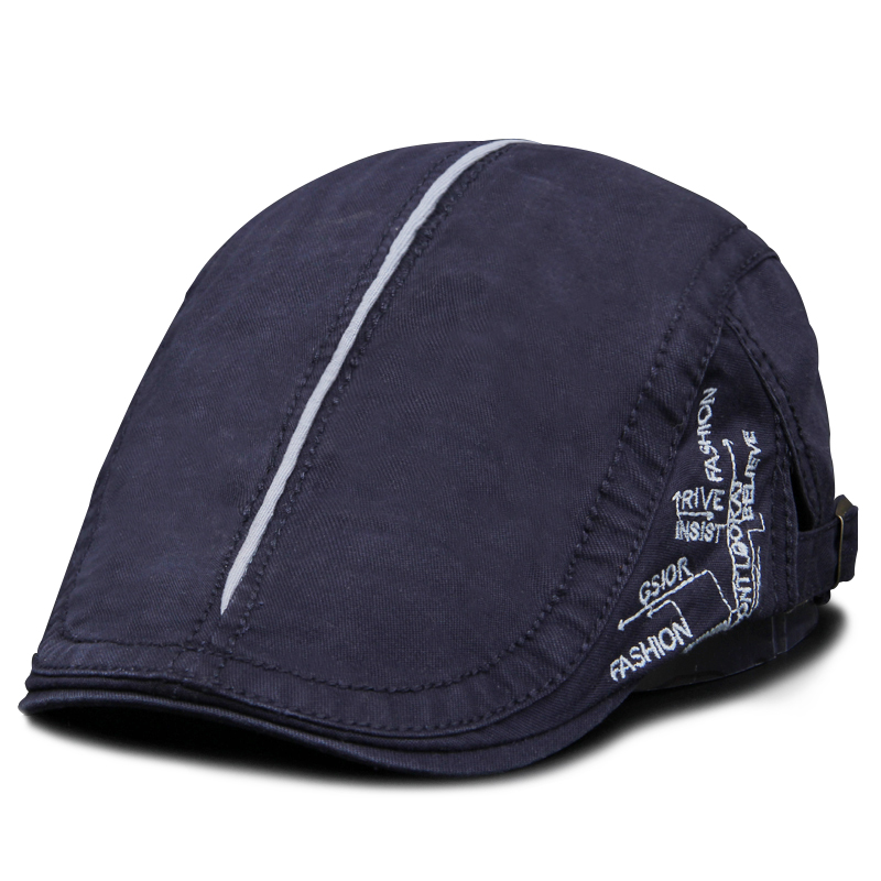 Hommes béret mode coton lettre flanc broderie casquette décontracté capote rétro littéraire avant casquettes pilote chapeau visière bérets