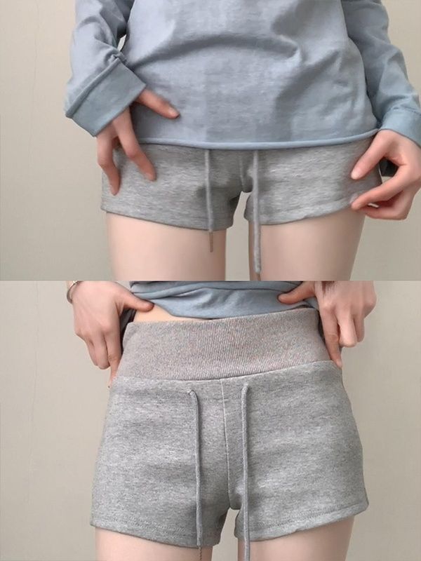 Short rouge d'été pour femmes, taille moyenne, Slim, décontracté, cordon de serrage, pantalon de sport, vêtements pour femmes, nouvelle collection
