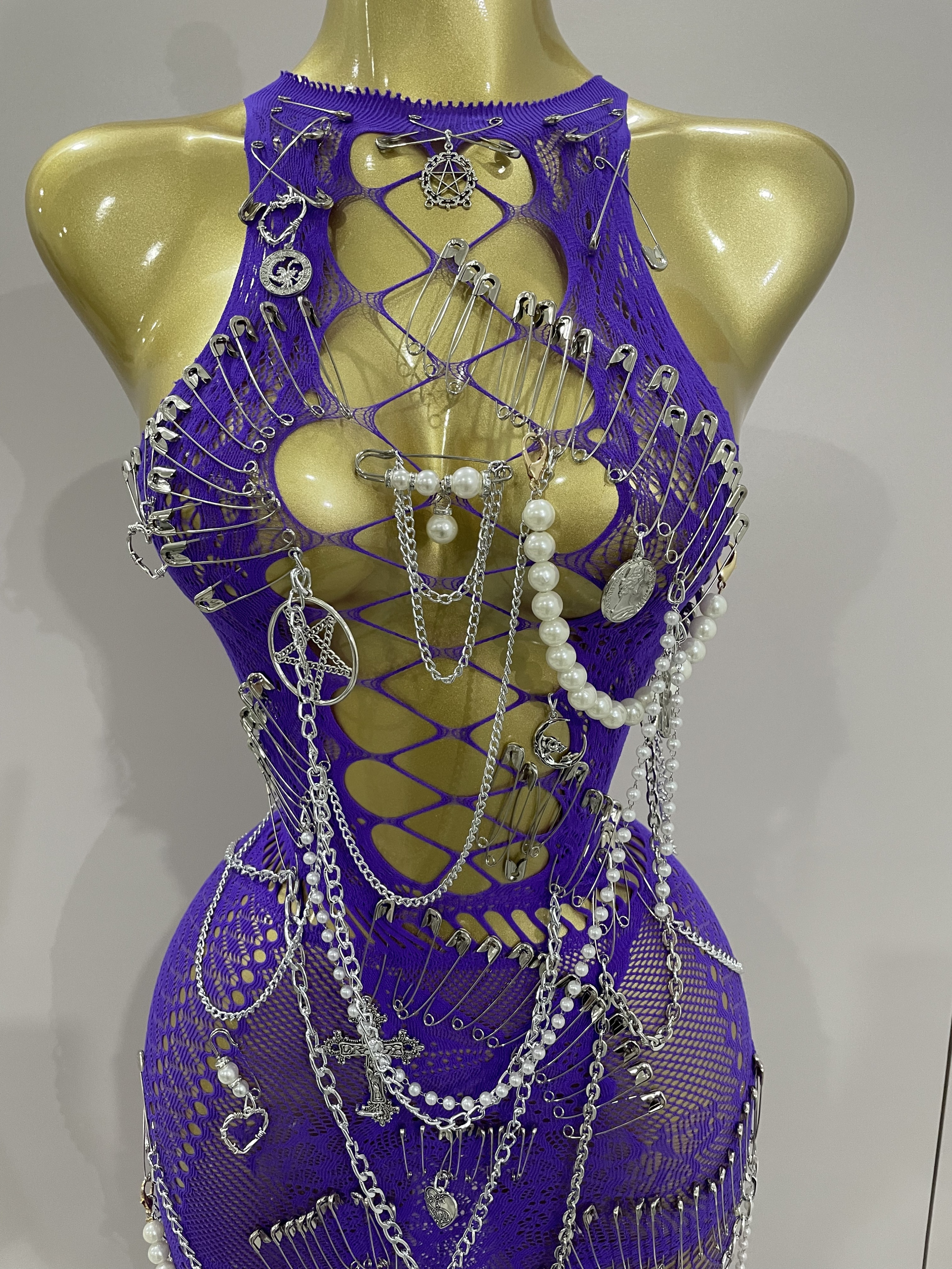 Sexy noir transparent broche décoration chaîne perles robe courte 2025 femmes anniversaire soirée discothèque Performance Costume