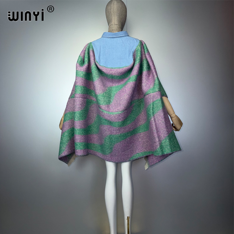 Poncho d'hiver tendance pour femmes WINYI, manteau africain, robe musulmane, abaya, veste cape de luxe pour femmes du Moyen-Orient
