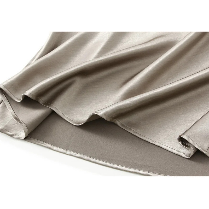 Jupe longue en Satin pour femmes, tendance, élégante, taille haute, couleur unie, luxe, été, 2025