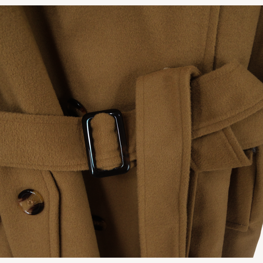 Vestes à capuche mi-longues pour femmes, pardessus croisés pour dames, col coloré à revers en laine, haut d'hiver, streetwear féminin