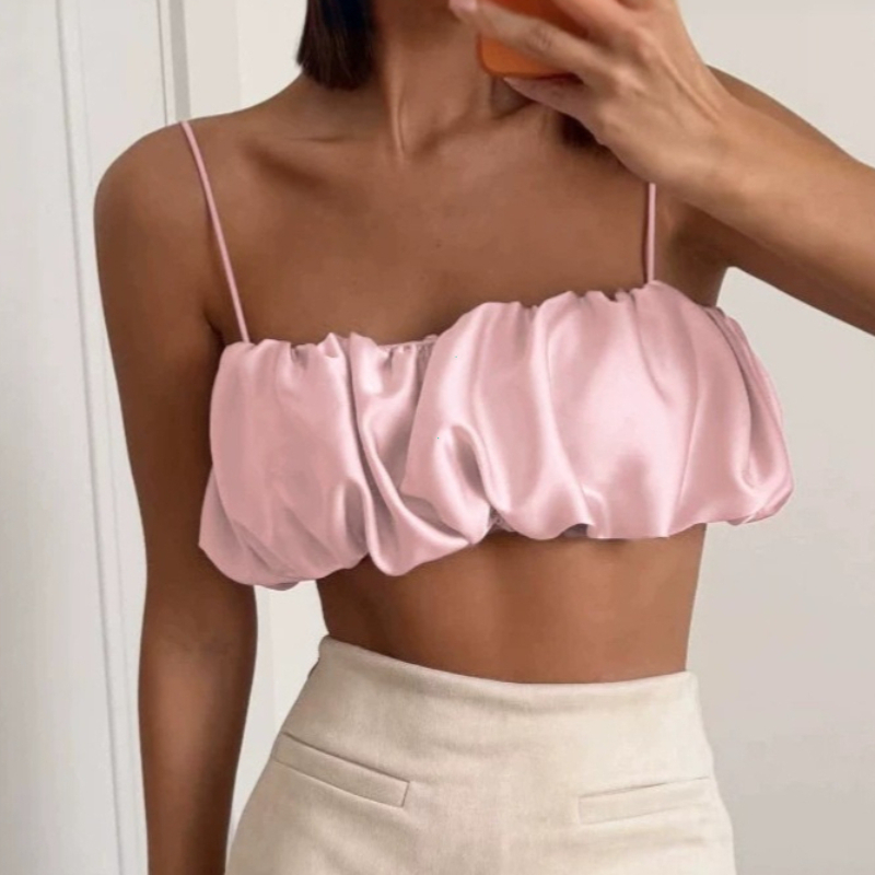 Camisole Chic et Décontractée pour Femme, Dos Nu, à Plis Floraux, Printemps-Été, Ample et Douce, Idéale pour la Plage, les Voyages et les Vacances