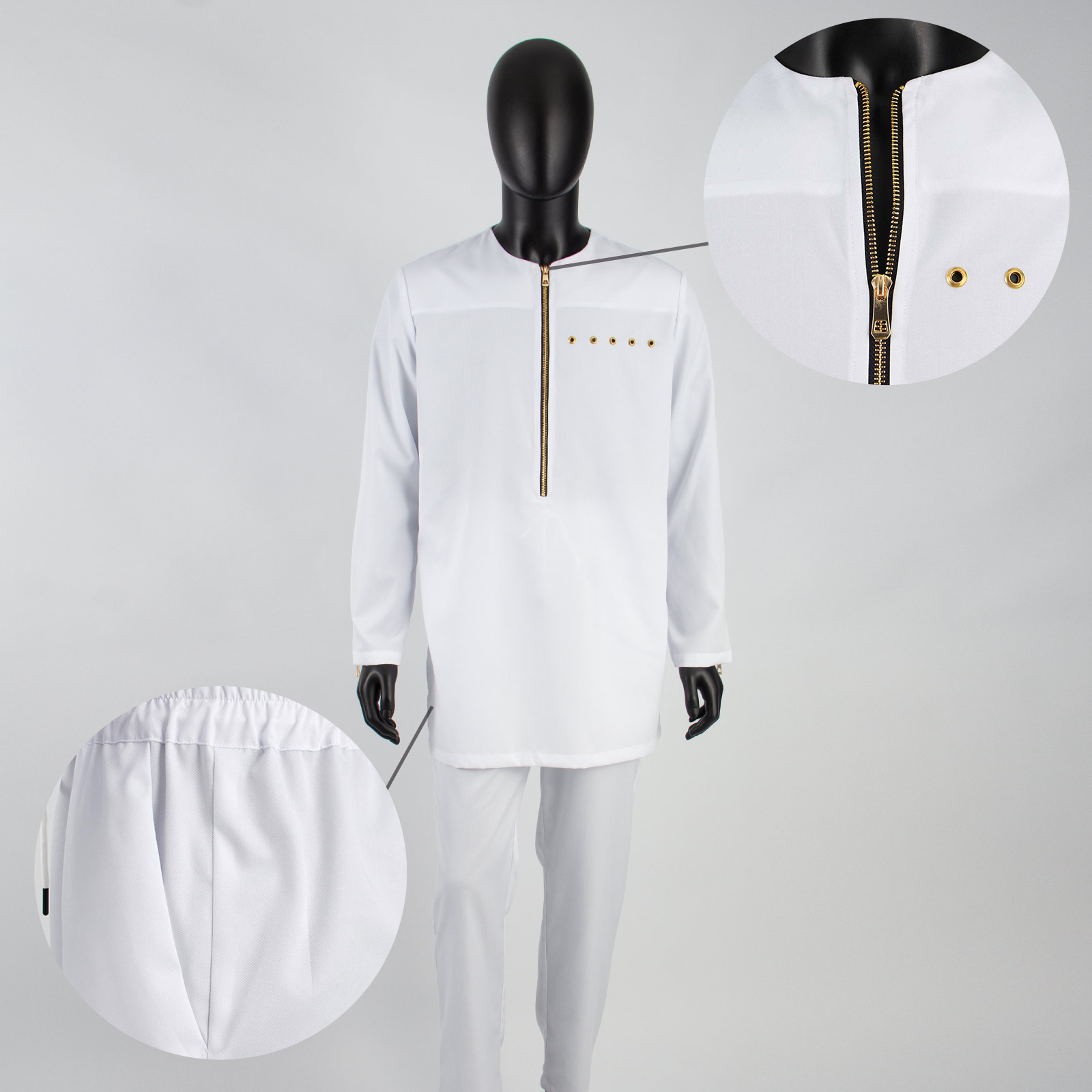 Bazin Riche-Vêtements traditionnels africains pour hommes, chemises et pantalons à fermeture éclair, ensemble 2 pièces formel trempé pour soirée de mariage, A2316036
