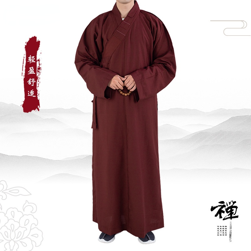 Vêtements traditionnels chinois, Robes longues pour le bouddhisme, vêtements bouddhistes pour hommes adultes, robe de méditation Haiqing