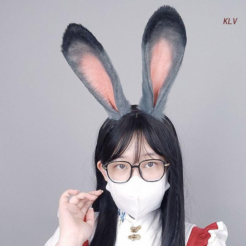 Serre-tête en peluche avec oreilles de lapin pour femme, serre-tête en peluche, idéal pour se laver le visage, idéal pour le printemps