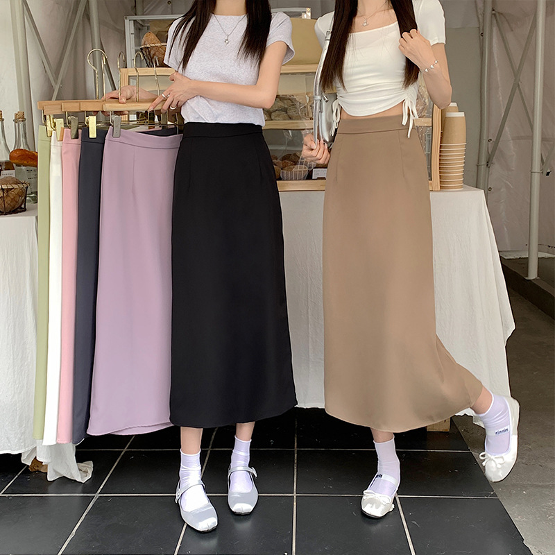 Jupe midi taille haute évasée pour femmes grandes tailles, style tailleur élégant, mi-longue, tendance et polyvalente, en mélange de coton