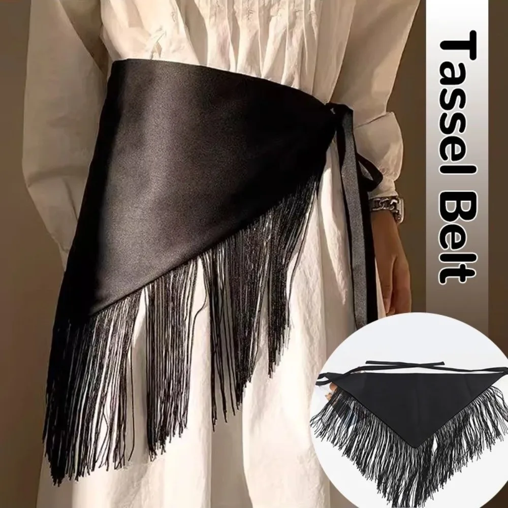 Nouvelle ceinture large à franges, écharpe de danse triangulaire pour femme