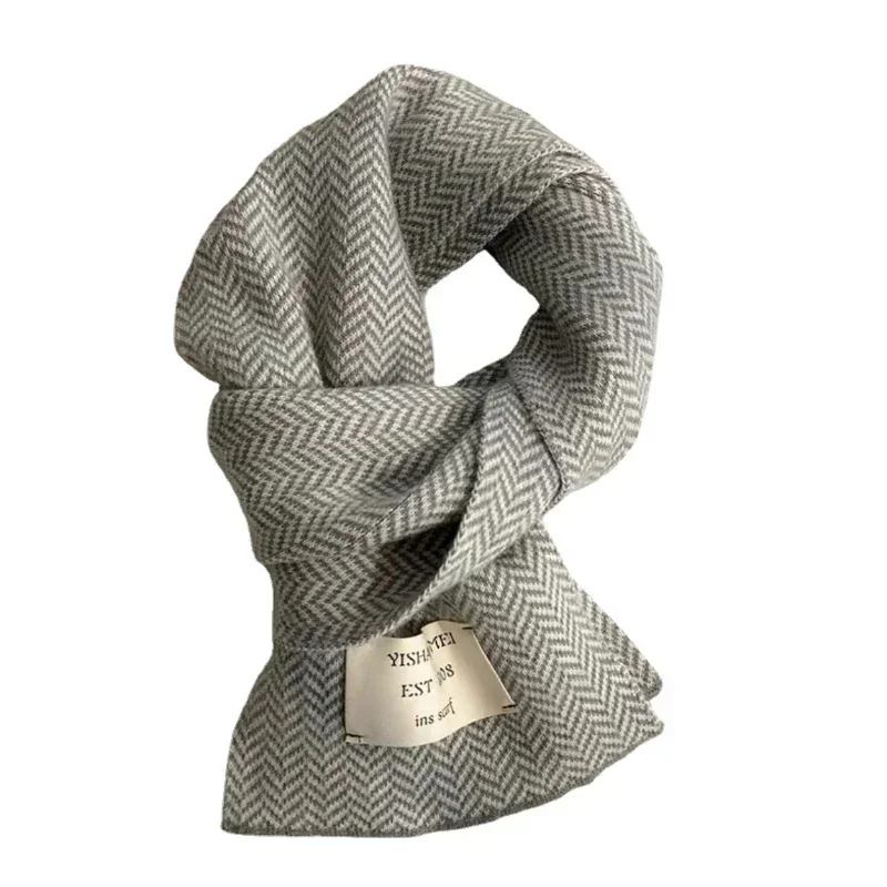 Foulards d'hiver de mode coréenne pour femmes écharpe tricotée de haute qualité foulards à motif de rayures Vintage foulards chauds d'hiver en plein air nouveau