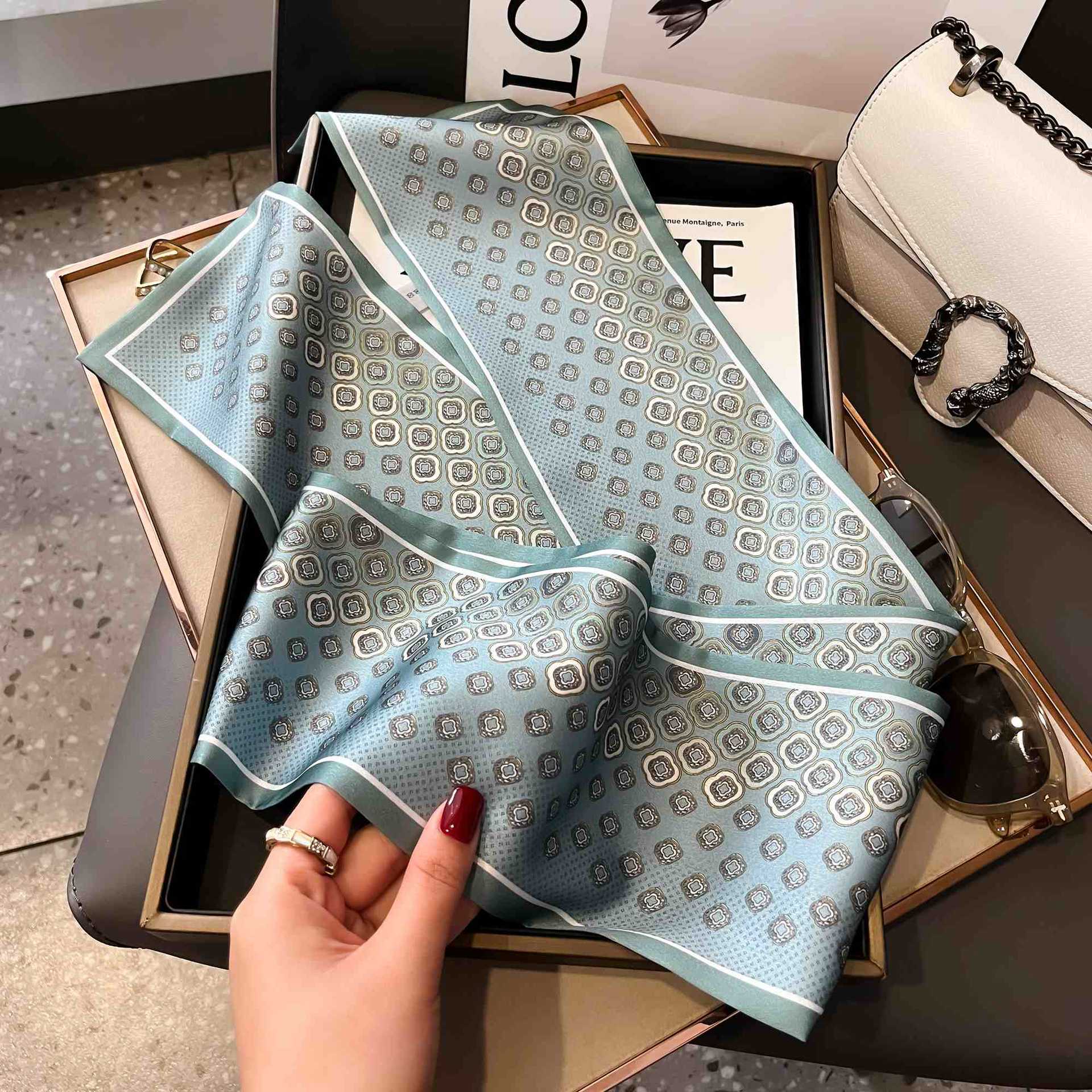 Écharpe longue de luxe en soie pour femme, douce, en satin imprimé, bandeau, foulard, écharpe pour cheveux, cravate de cou, écharpes fines