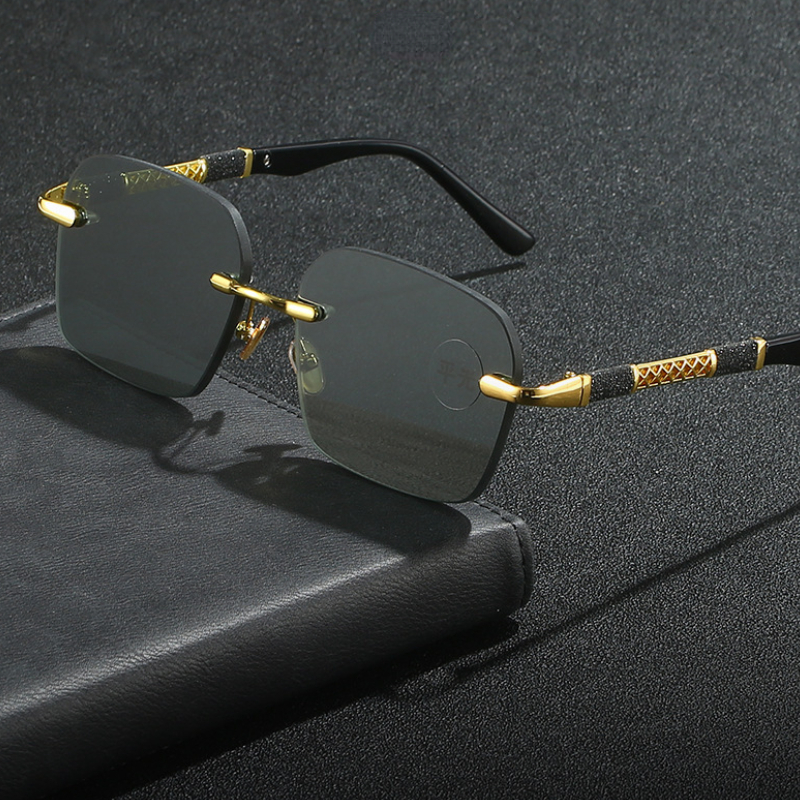 Lunettes de soleil sans monture pour hommes et femmes, protection des yeux, vert, créateur de mode