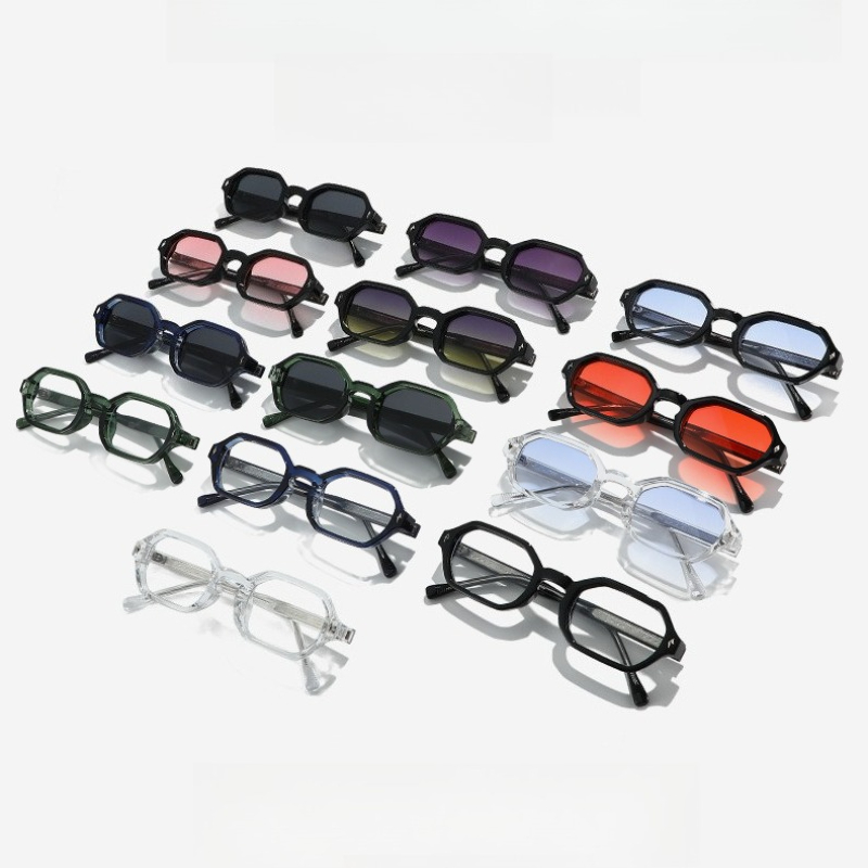 Lunettes de soleil transparentes carrées vintage punk simples pour hommes et femmes, idéales pour la pêche et la conduite, monture polygonale en cuivre, protection UV400