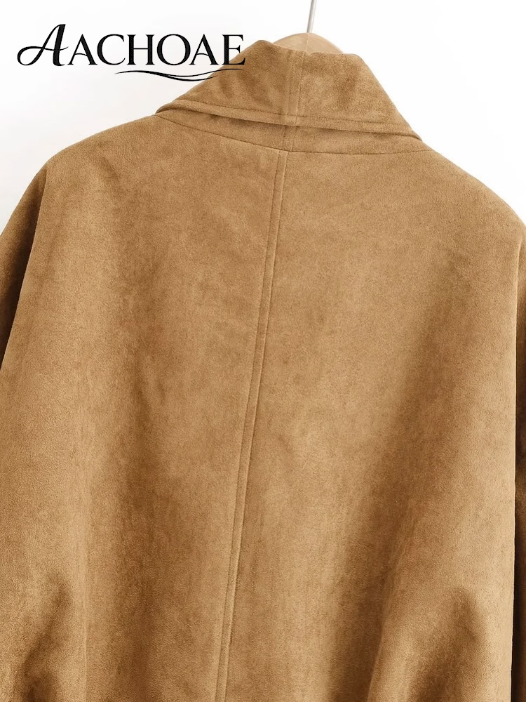 Veste en Faux Daim pour Femme, Coupe Ample, Ouverte sur le Devant, Style Minimaliste, Vêtement d'Extérieur Décontracté, Automne Hiver