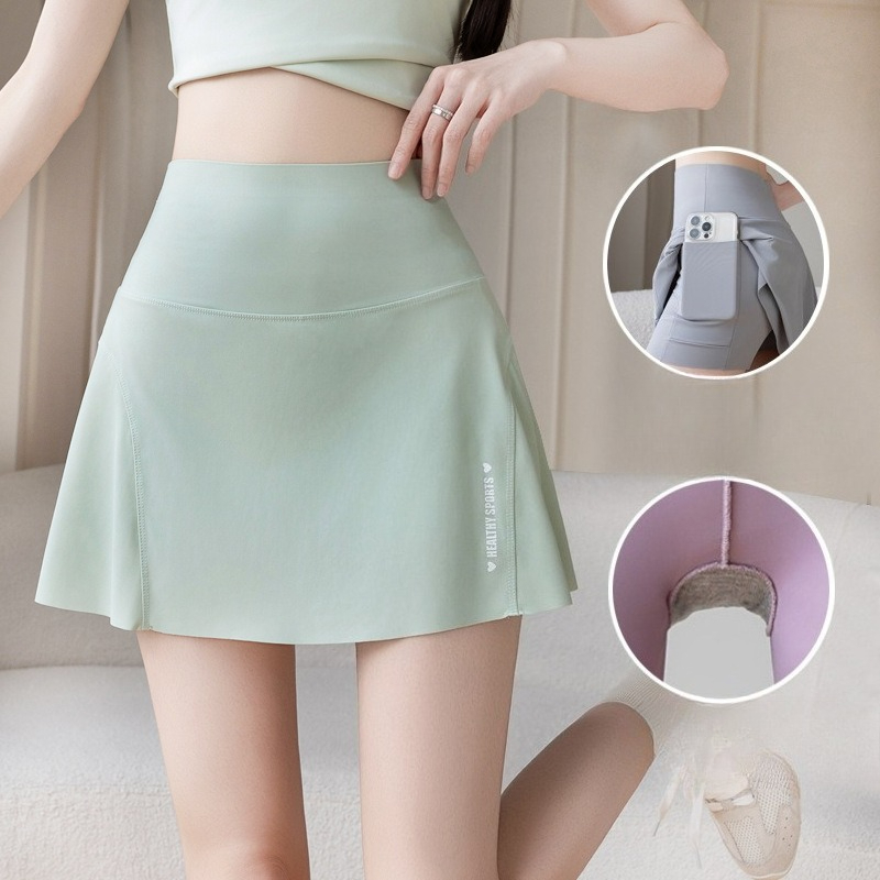 Jupe taille haute grande taille pour femmes, short Slim extensible, empêche les fuites de lumière, entraînement, cyclisme, jupe plissée à séchage rapide, été