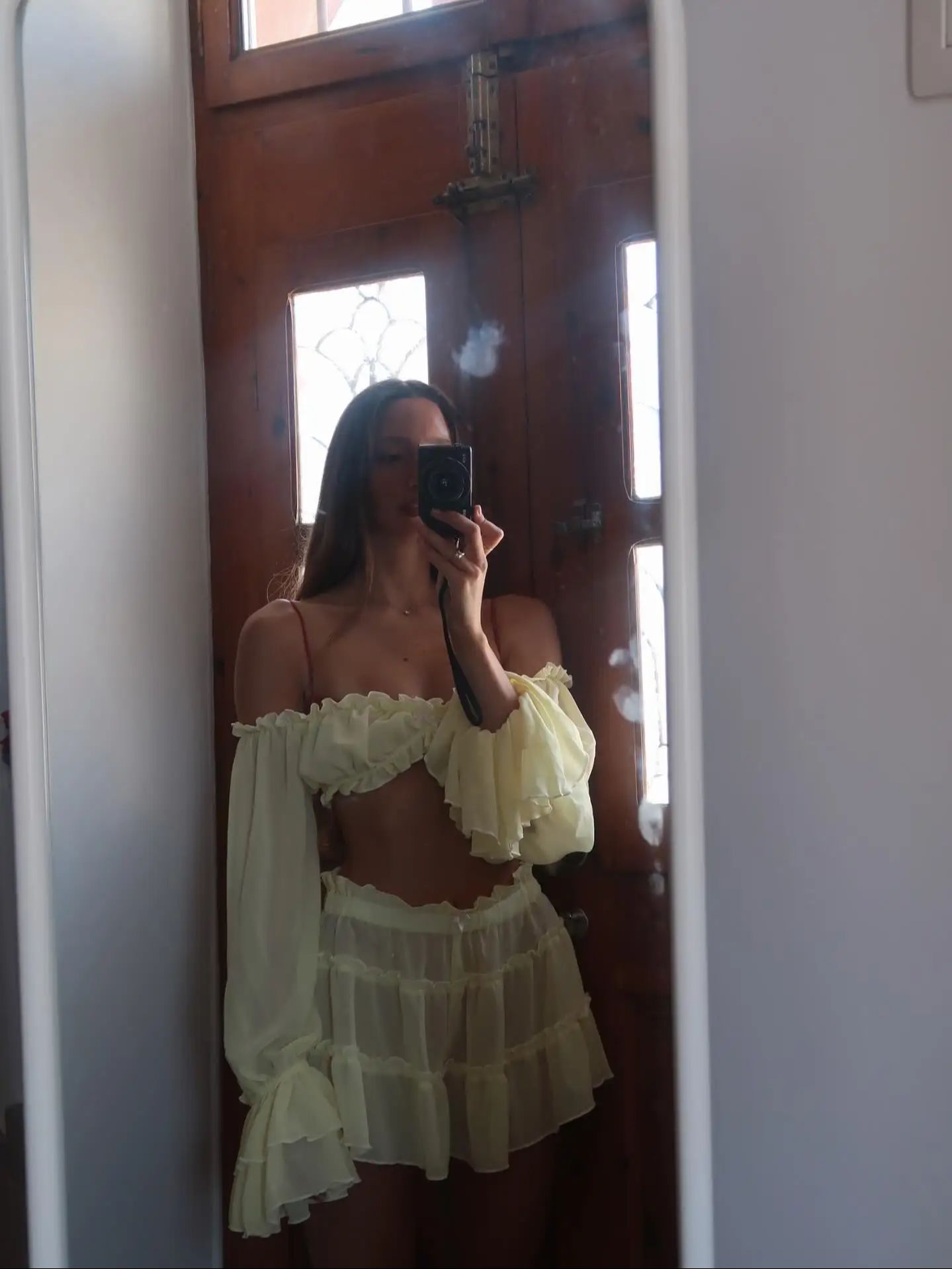 Robes de plage à volants, robes de plage à manches longues pour femmes, robes de plage à taille haute, vêtements de plage d'été.