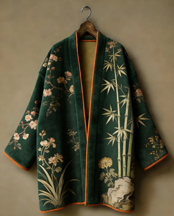 Cardigan Kimono Japonais en Flanelle Épaisse Yukata Haori Grande Taille Unisexe pour Adulte Veste Manteau Imprimé Style Chinois Vêtement d'extérieur Streetwear