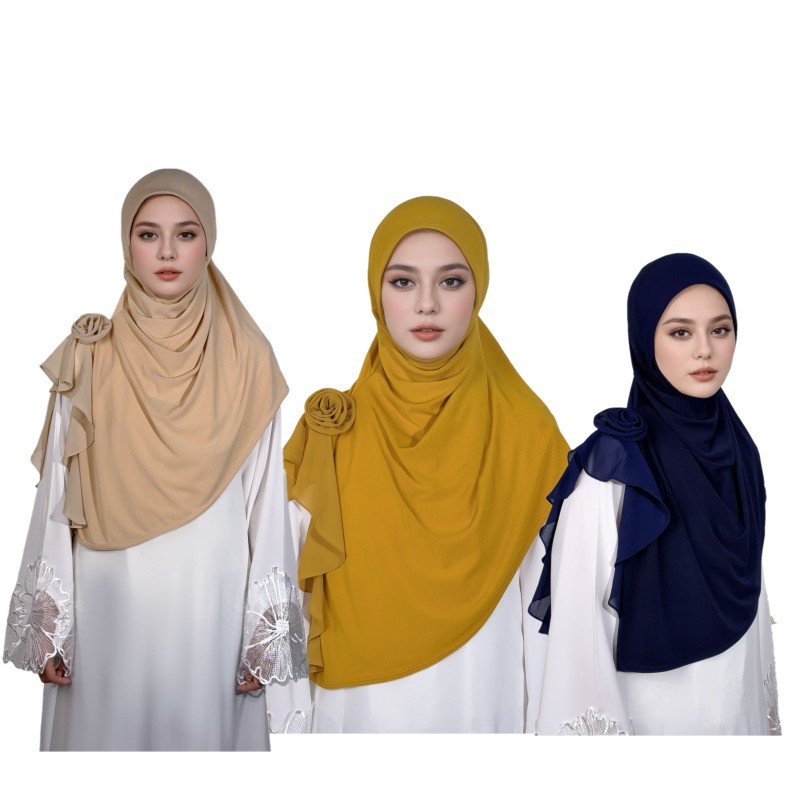 Mode femmes Hijab Cap châle élégant doux malaisie côté fleur dentelle enveloppes longue écharpe foulards