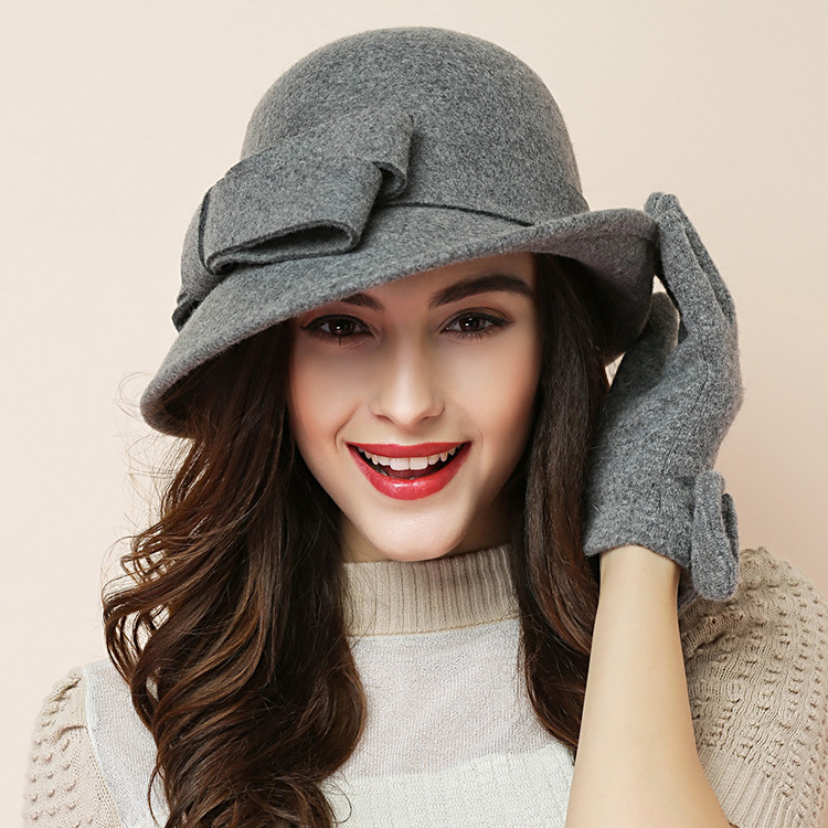 Chapeau d'hiver pour femmes des années 1920 Gatsby Style fleur chaud laine Fedora casquette d'hiver dames église chapeaux Cloche Bonnet Femme feutre Fedoras