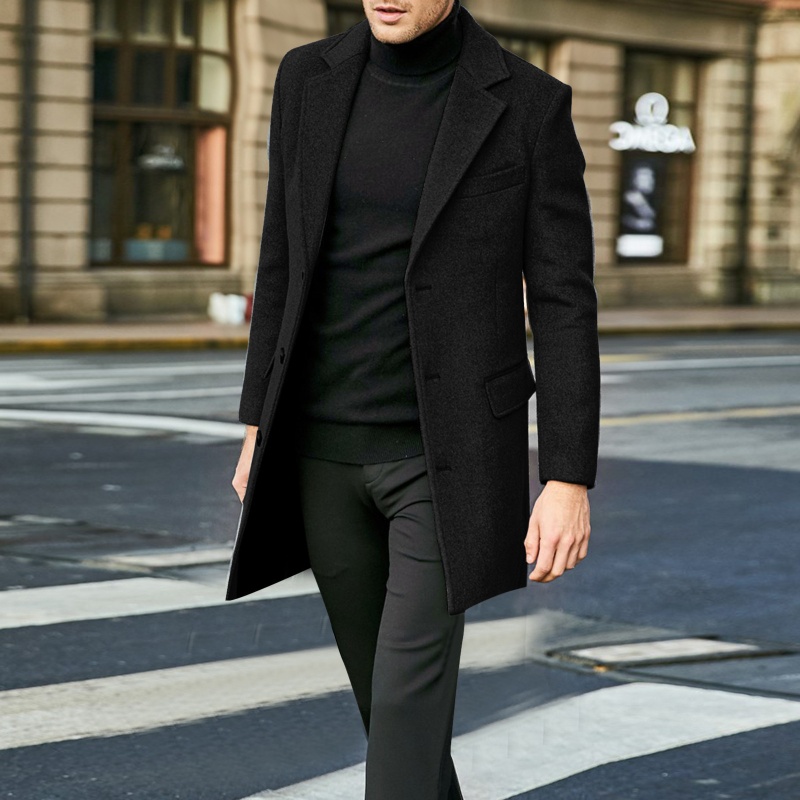 Manteau en laine décontracté pour hommes, Style britannique, manches longues, doublure, automne et hiver